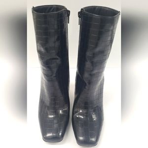 Black Woven Leather Booties